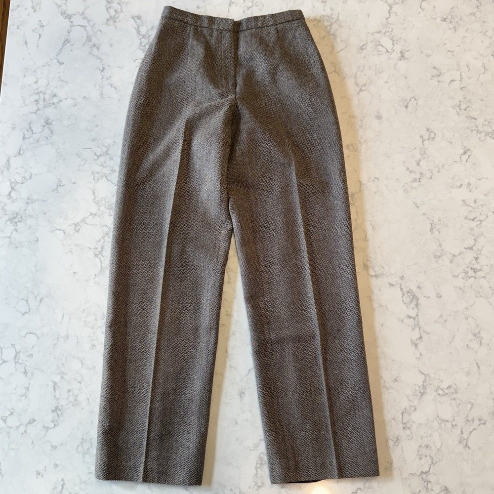 VTG Liz Claiborne Collection 2P Brown Herringbone Wool Pants Lined